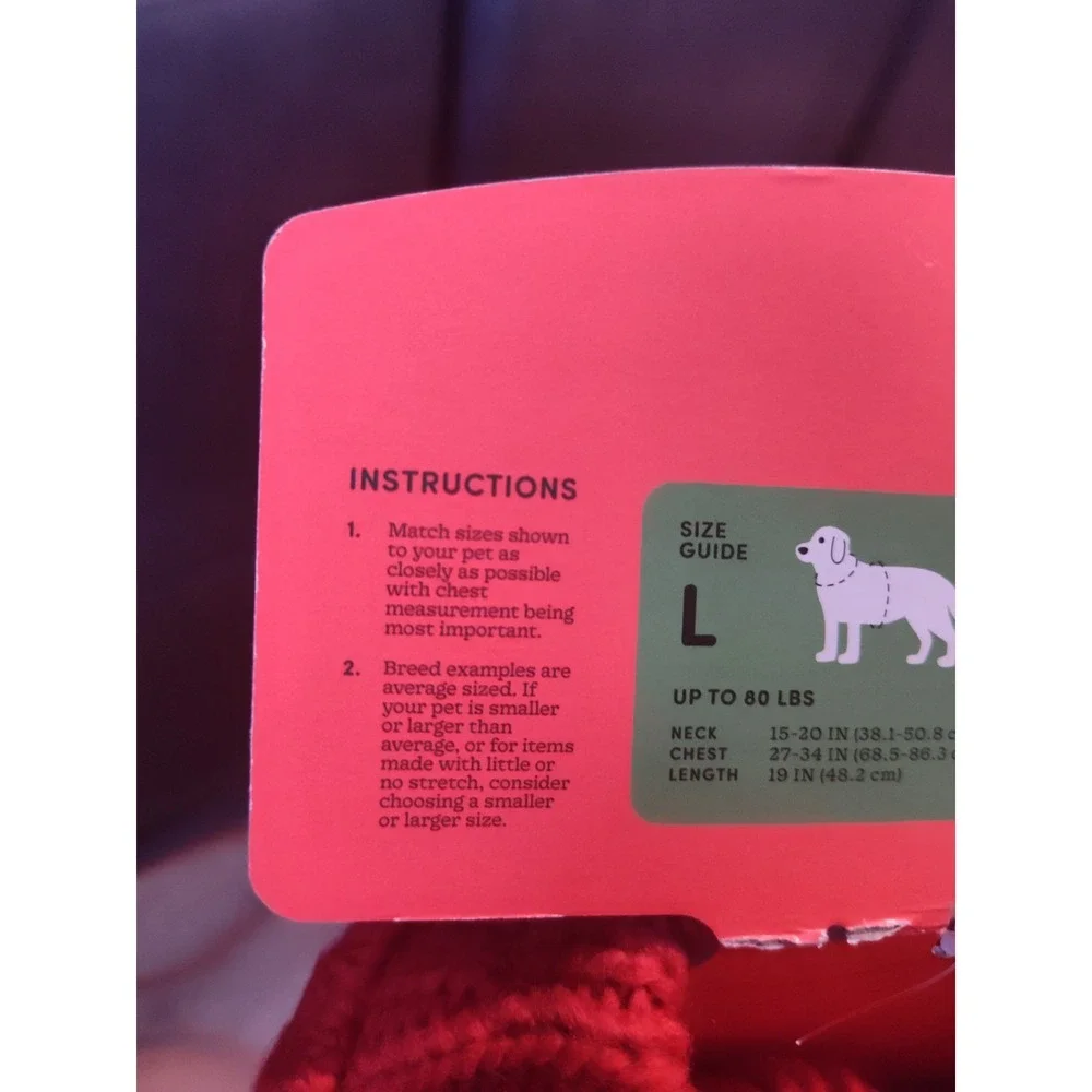 Boots & Barkley Size Large(up to 80lbs) Red Pet Sweater